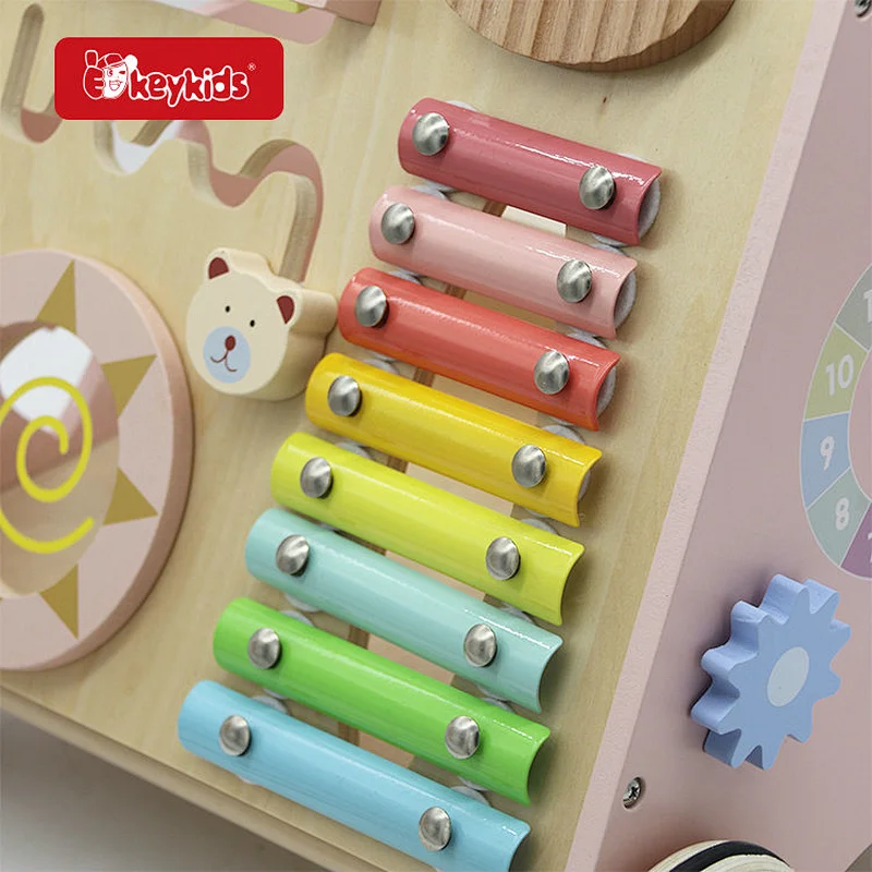 Stock Educational Pink Wooden Baby Walker Toy For Toddlers W08J001H-2