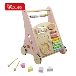 Stock Educational Pink Wooden Baby Walker Toy For Toddlers W08J001H-2