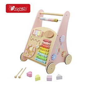 Stock Educational Pink Wooden Baby Walker Toy For Toddlers W08J001H-2