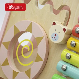 Stock Educational Pink Wooden Baby Walker Toy For Toddlers W08J001H-2
