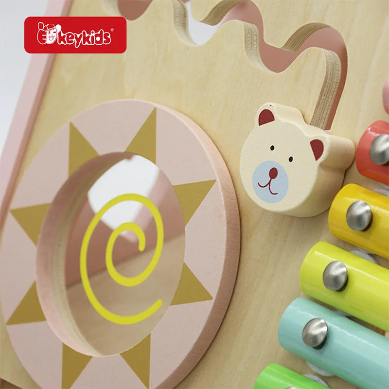 Stock Educational Pink Wooden Baby Walker Toy For Toddlers W08J001H-2